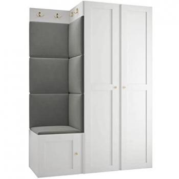 Set Arredo Corridoio Hartford 379 in Bianco con Truciolare Laminato e Arazzo
