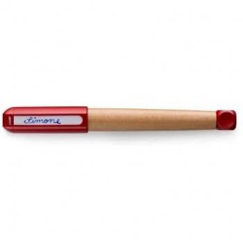 LAMY abc Füllhalter 010 – Füller aus Ahornholz und Kunststoff in der Farbe Rot – Stahlfeder, poliert – Federstärke LH