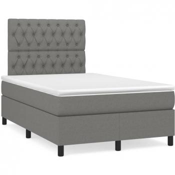 Dunkelgraues Boxspringbett (120 × 190 cm) mit Matratze von VidaXL – Stoffbezug