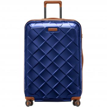 STRATIC Leather & More Hartschalen-Koffer Trolley Rollkoffer Reisekoffer 4 Rollen TSA-Zahlenschloss, Größe L, leicht und leise, Blau