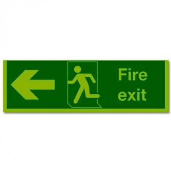 Glow-in-the-Dark Fire Emergency Exit Arrow Left, Polypropylene, 15 x 18