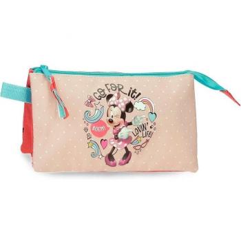 Estuche Disney Minnie Loving Life con tres compartimentos