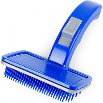Cepillo de Pelo para Perros Grandes Azul con Sistema de Limpieza