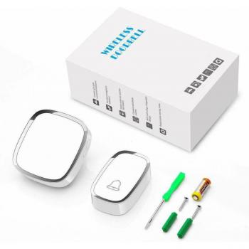 Waterproof Wireless Doorbell with Plug-In Receiver