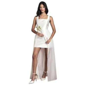 Coast Ivory Petite Twill Mini Bridal Dress with Organza Skirt – Size 10