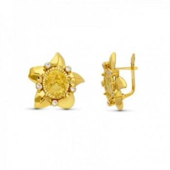 Pendientes Oro 18k Mujer Estrella con Centro de Circonitas
