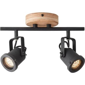 Lampe Plafond Inge 2 Lampes – Bois Sombre / Noir