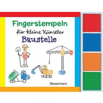 Fingerstempeln f. kl. Künstler-Baustelle-Set: Auf der Baustelle. Mit vier Fingerstempelfarben