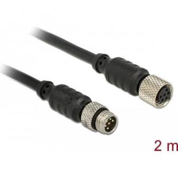 Delock M8 2 m Waterproof Actuator Cable – 6‑Pin Man naar Vrouw