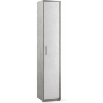 Armadio Moderno 1 Anta 39x199x41 cm Cemento/Ossido Bianco
