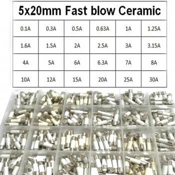 Fusibles Cerámicos 360pcs en Caja 24 Valores 5x20mm 0.1-30A