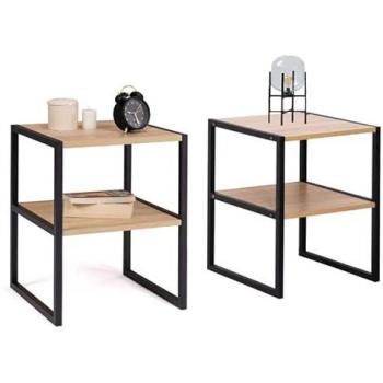 Lote de 2 mesillas de noche de diseño industrial Detroit