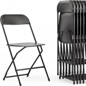 10‑Pack Black Folding Chairs – Portable, Stackable, All‑Weather Seating