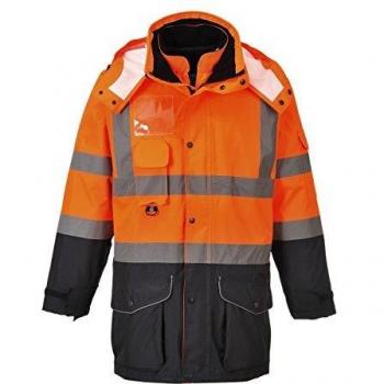 Portwest S426ONRXXXL Hi-Vis 7-in-1 Contrast Traffic Jacket, Regular, Size 3X-Large, Orange/Navy