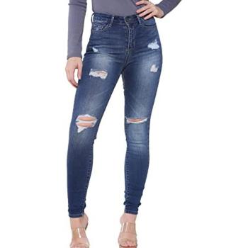 Enzo Women's Blue Ripped Skinny Jeans (20R)