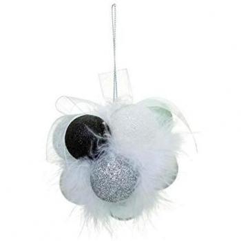 Grappe de Noël 11 Boules Plumes Blanches – FEERIC Décoration Fleur – Collection Un Noël Kinfolk