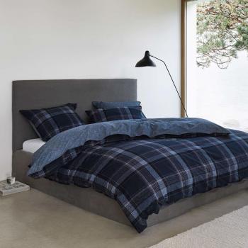 Marc O Polo Vallen Blue Flanellbettwäsche – 200 × 200 cm Bettbezug + 2 Kissenbezüge (80 × 80 cm)