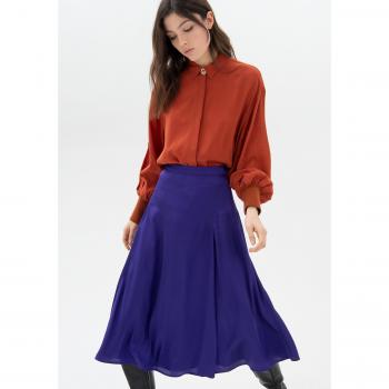 Saia Midi de Cetim com Estilo Flare
