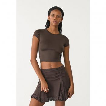 Gathered Brown Mini Skirt by Stradivarius (S)