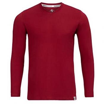 HAASIS V‑Hals Langarm-Shirt in Weinrot – Biobaumwolle, pflegeleicht & formbeständig