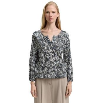 Blusa Tom Tailor Camello en mezcla de marino y blanco