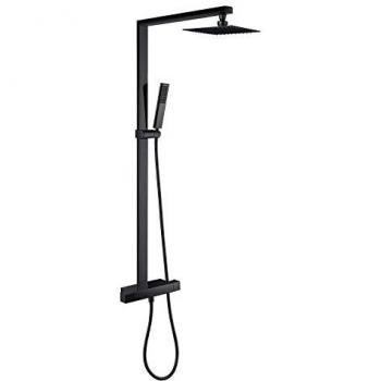 Doccia Termostatica Bernstein NT6705 con Flessibile e Doccetta Nera 30x30cm