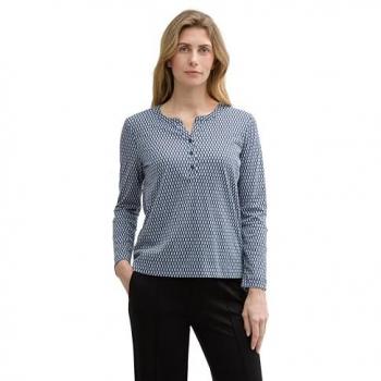 TOM TAILOR Damen Henley Langarmshirt mit Design