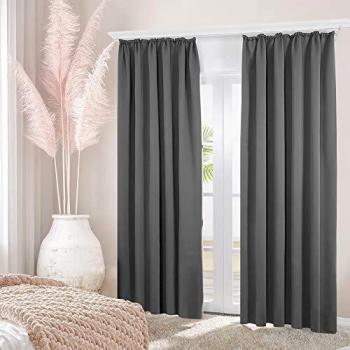 Deconovo schallschützende Gardinen, 160x140 cm, Hellgrau, 2er Set