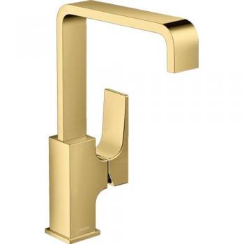 Mitigeur lavabo Hansgrohe Metropol, saillie 165 mm, bonde push-open, finition or poli