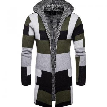 Gestreifte Herrenjacke, lange Stil, Button-Up