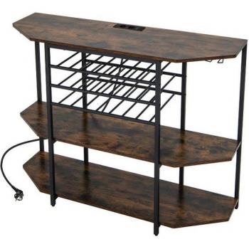Costway Industrielles Weinregal mit Steckdosen und Flaschenablage
