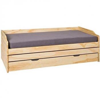 Lit Gigogne Jessica 90x200 cm bois massif vernis naturel