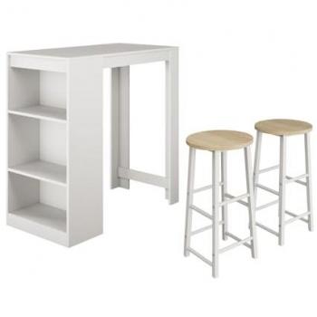 Mesa de cocina alta con 2 taburetes Kyra