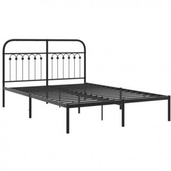 VidaXL Bettgestell Metall Schwarz 135 x 190 cm mit Kopfteil