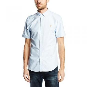 Men's Farah Vintage Sky Blue Slim Fit Short Sleeve Shirt – XXL Edition
