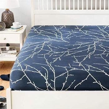 Microfibra Blu Navy Lenzuola 180x200 cm angolari con tema ramo