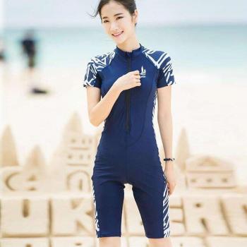Short Sleeve Knee-Length Swimsuit for Women