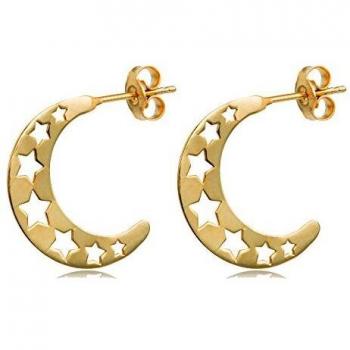 Pendientes Luna Estrellas | Plata de ley 925 bañada en oro