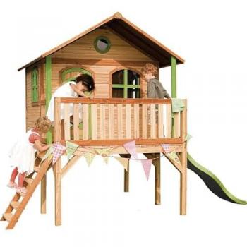 AXI Sophie Maison Enfant avec Toboggan Vert clair Aire de Jeux pour l'extérieur en marron & Vert Maisonnette / Cabane de Jeu en Bois FSC