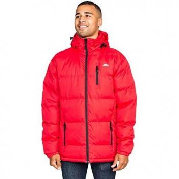 Trespass Clip – Warme gepolsterte wasserdichte Jacke, abnehmbare Kapuze, Rot, S