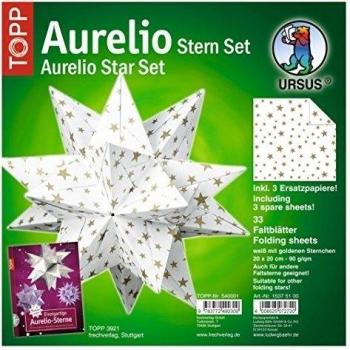 Folletos Aurelio Ursus 20x20cm Asterisco Estrella, Estrella de Oro / Blanco