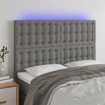 Día y Noche Cabecero con luces LED tela gris oscuro 144x5x118/128 cm