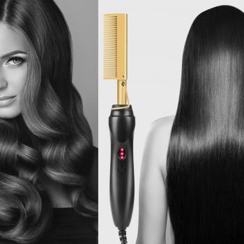 2 IN 1 Electric Hair Comb for Straightening and Curling