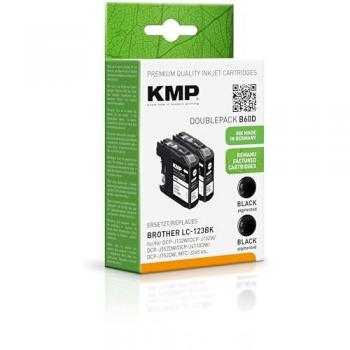 KMP B60D schwarz Druckerpatronen kompatibel zu brother LC-123BK, 2er-Set schwarz