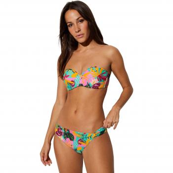 Bikini bandeau anudado con aro y relleno estampado tropical de Ysabel Mora