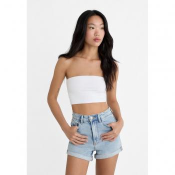 Stradivarius D85 Slim Mom Fit Shorts Denim 2