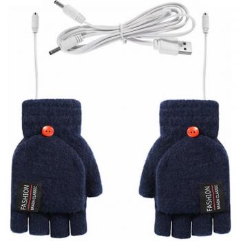 Chauffe‑Mains USB 5 V Double Face – Mitaines et Couvre‑Lèvres sans Doigts, Parfaites pour l’Hiver