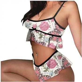 TUDUZ Damen‑Bikini mit hoher Taillenlinie und Neckholder Oberteil – Kombi aus Badekleidung und Pyjama