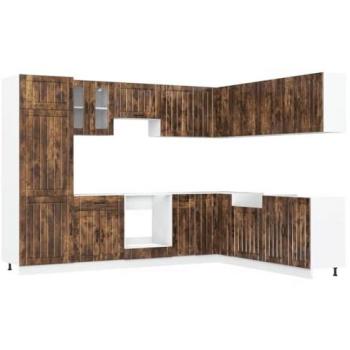 Lucca 14-Piece Smoked Oak Engineered Wood Kitchen Cabinet Set