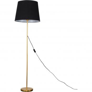 Gold Metal Floor Lamp with Black Shade